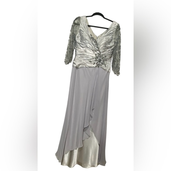 My queen silver FORMAL MODEST MOTHER OF THE BRIDE GROOM DRESS M - Picture 10 of 15